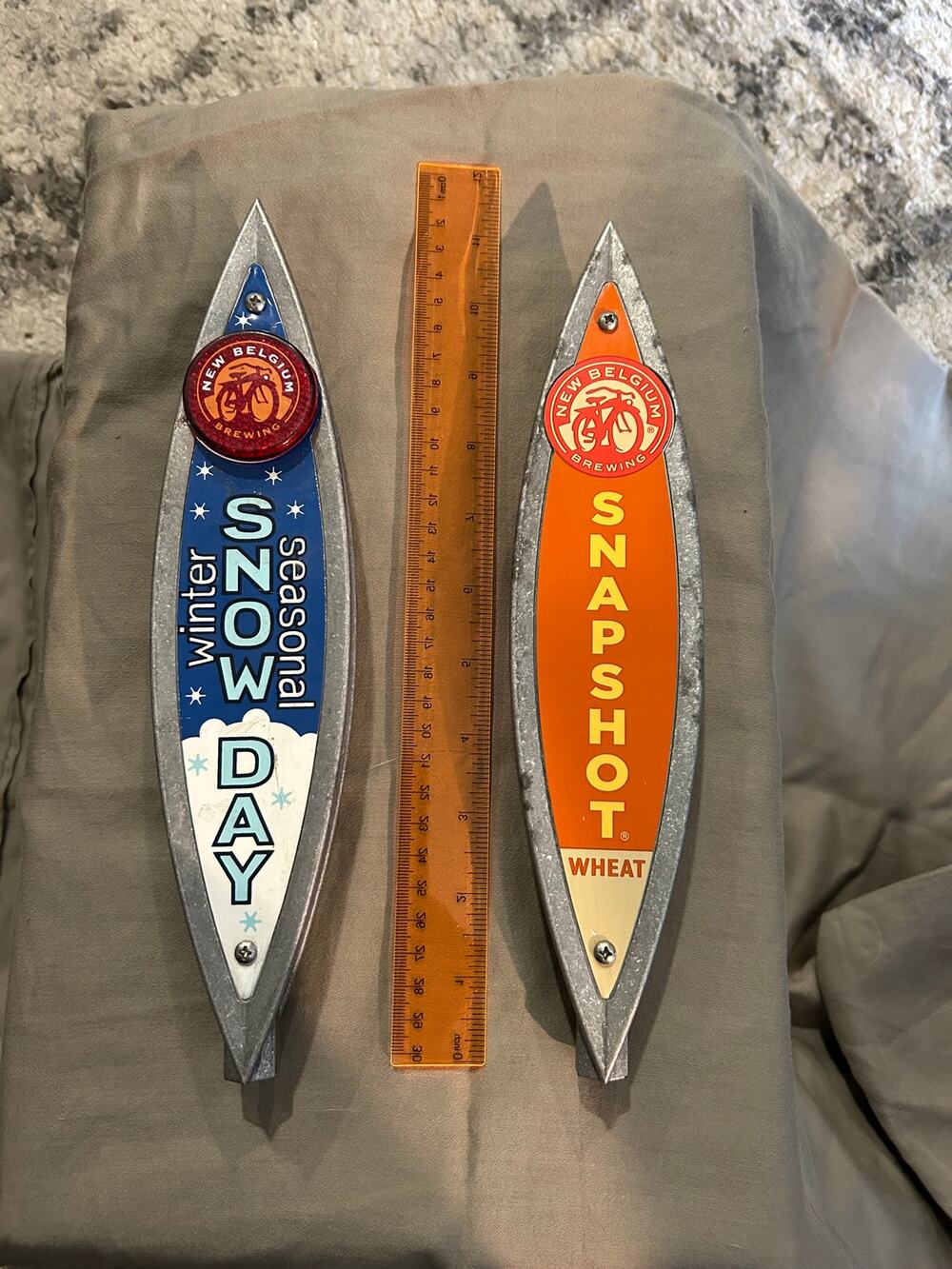 New Belgium Snow Day & Snapshot Wheat Beer Tap Handle Bundle Breweriana